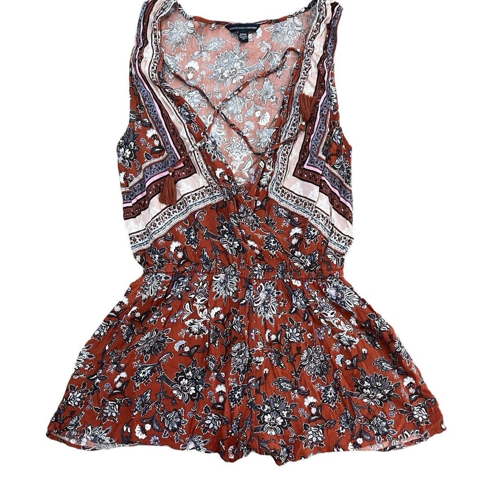 American Eagle Orange And Blue Romper Small